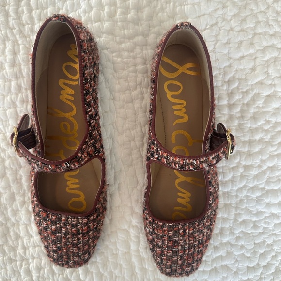 Sam Edelman Tweed Mary Jane Flats - Red and Black - Picture 2 of 6
